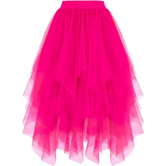 Women's Tulle Skirts High Low Fuchsia - Picture 1 of 4